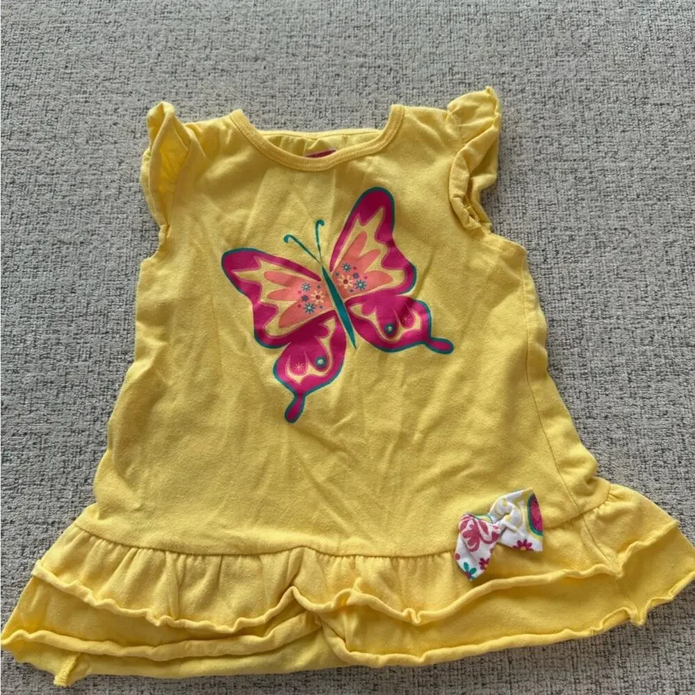 Swiggles Girls Butterfly & Ruffles Sleeveless Tank Top Size 3T Yellow Pink Blue